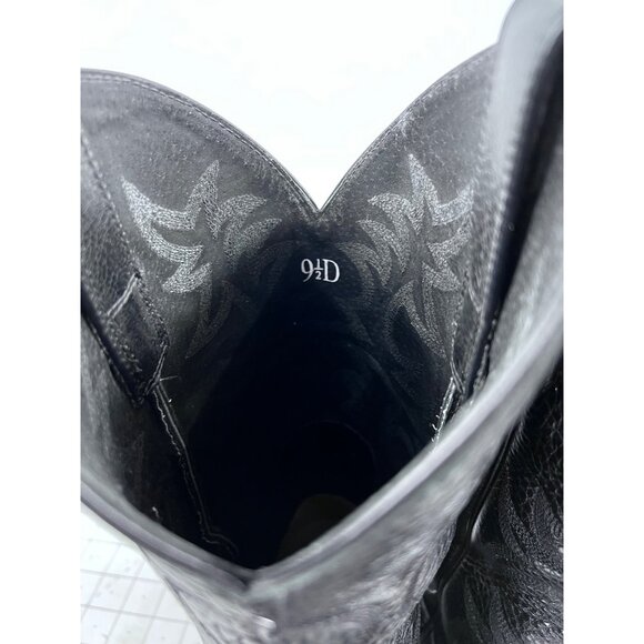 Ariat Men’s Black Leather Cowboy Boots Size 9.5 Western Style - Picture 5 of 10